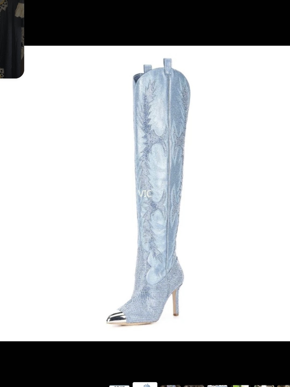 Gianni Bini Light Blue Over-the-Knee Stiletto Boot with Metallic Cap